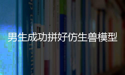 男生成功拼好仿生獸模型，喜悅與成就的見證