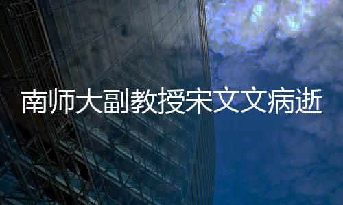 南師大副教授宋文文病逝，享年41歲，文化英才隕落實屬遺憾