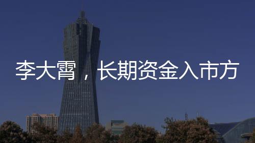 李大霄，長期資金入市方案是特大利好