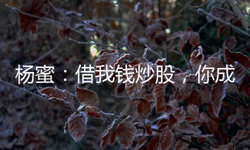楊蜜：借我錢炒股，你成首富了？