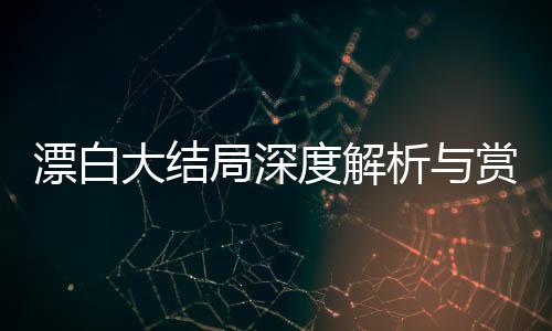 漂白大結(jié)局深度解析與賞析，回顧關(guān)鍵線索與感人瞬間（分十段詳述）