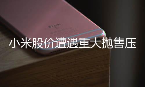 小米股價(jià)遭遇重大拋售壓力，股價(jià)大跌超過8%