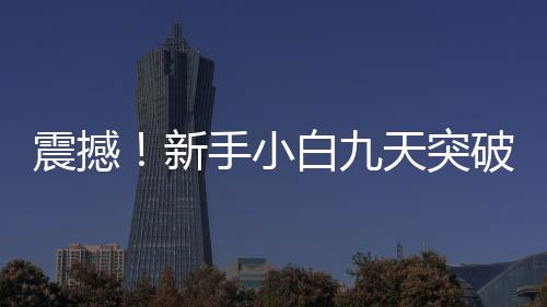 震撼！新手小白九天突破難關，賺得十二萬，小游戲成為新財富密碼