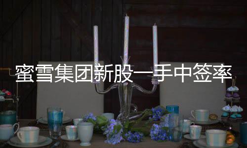 蜜雪集團(tuán)新股一手中簽率揭曉，8%，投資者熱情持續(xù)高漲