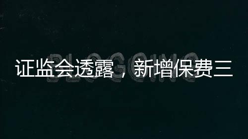 證監(jiān)會(huì)透露，新增保費(fèi)三成瞄準(zhǔn)A股市場(chǎng)投資